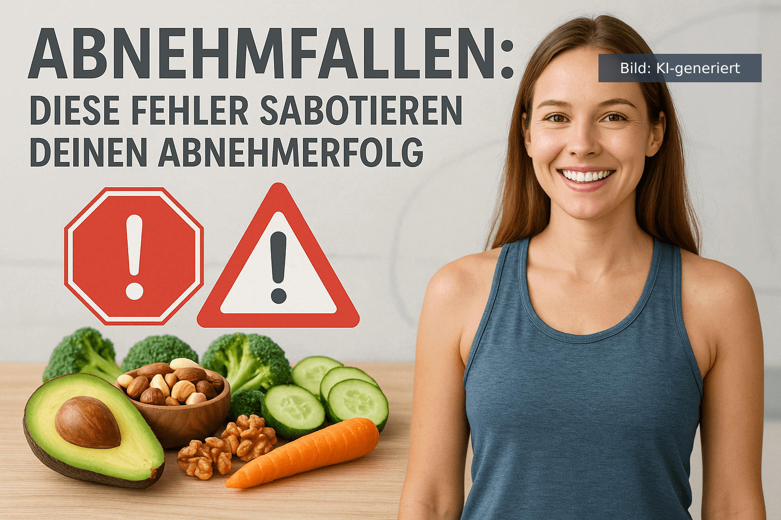 Vermeide Abnehmfallen und erreiche Dein Zielgewicht mit einfachen Tipps für gesunde Ernährung! (KI-generiertes Bild)