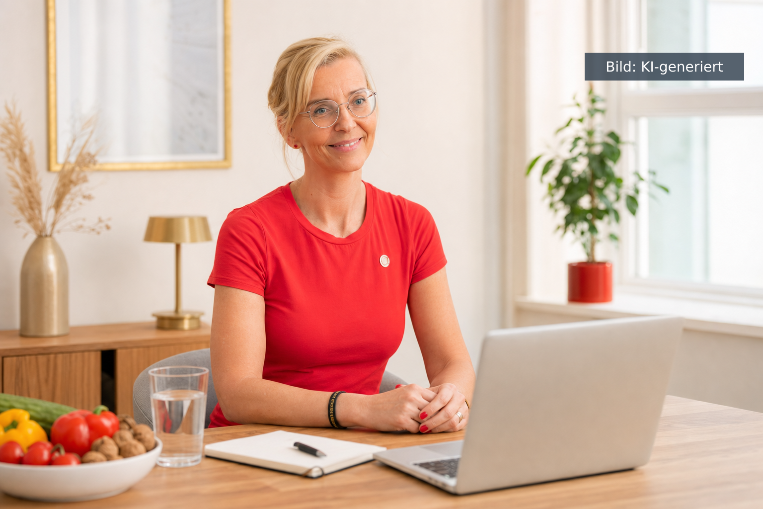 Ernährungsberatung online in einer ruhigen Gesprächssituation (KI-generiertes Bild)